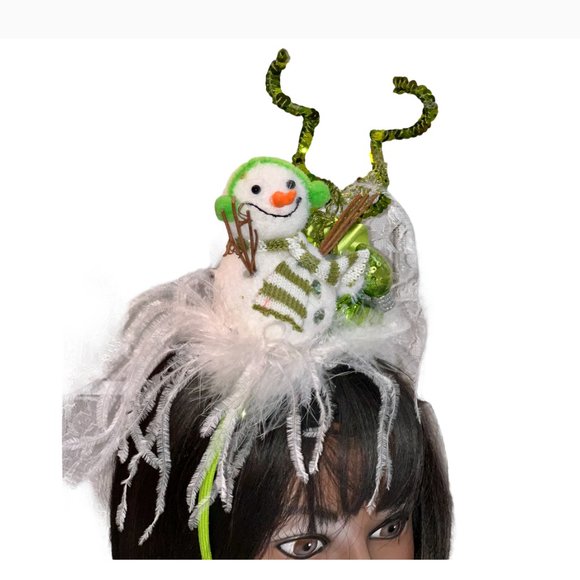 Christmas Neon Green Snowman Headband - Christmas Top hat| Tacky Christmas Party